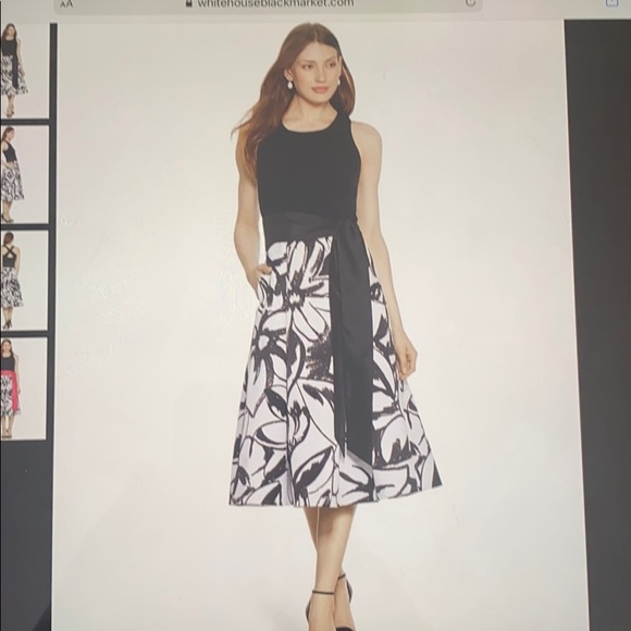 WHBM halter black and white print midi dress - Picture 1 of 9